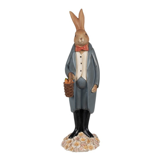 Påskdekoration Kanin 34 Cm Brun Blå Polyresin