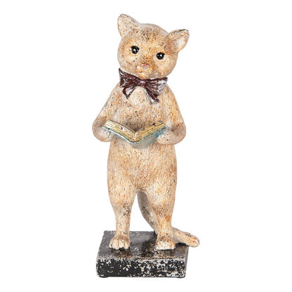 Dekoration Djur Katt 27 cm Beige Guldfärgad