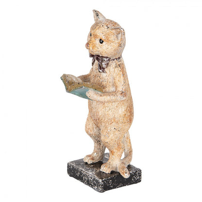 Dekoration Djur Katt 27 cm Beige Guldfärgad