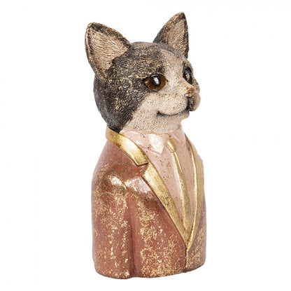 Dekoration Djur Katt 23 cm Brunt konstläder Metall