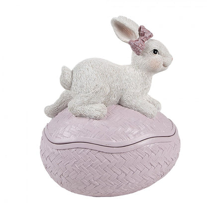 Påskdekoration Dekorativ skål Ägg 9x13x16 cm Rosa Vit kanin