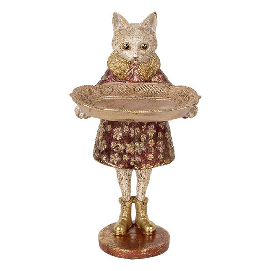 Dekoration Djur Katt 27 cm Beige Guldfärgad