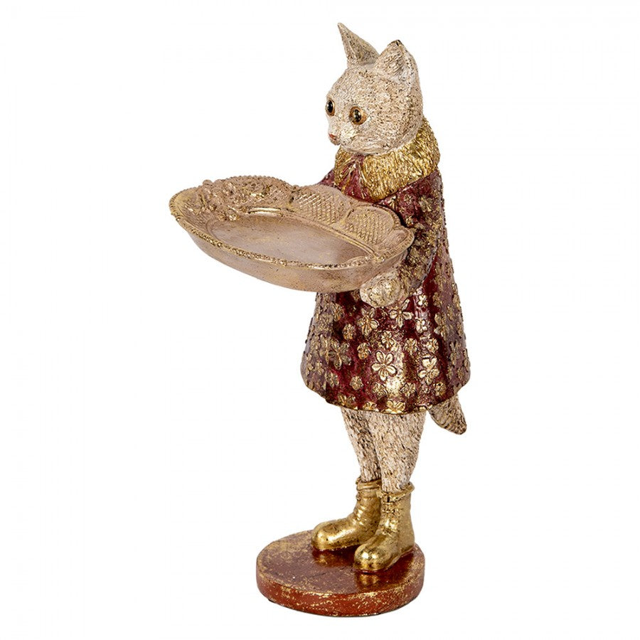 Dekoration Djur Katt 27 cm Beige Guldfärgad