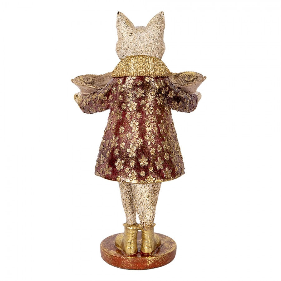 Dekoration Djur Katt 27 cm Beige Guldfärgad