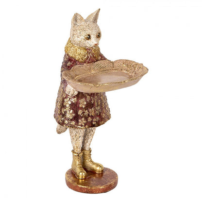 Dekoration Djur Katt 27 cm Beige Guldfärgad