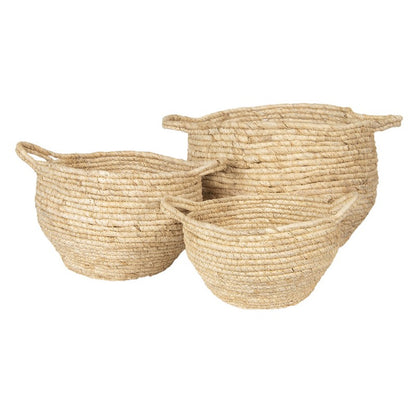Dekorativ Korg Set om 3 Beige Ø 30x31 cm