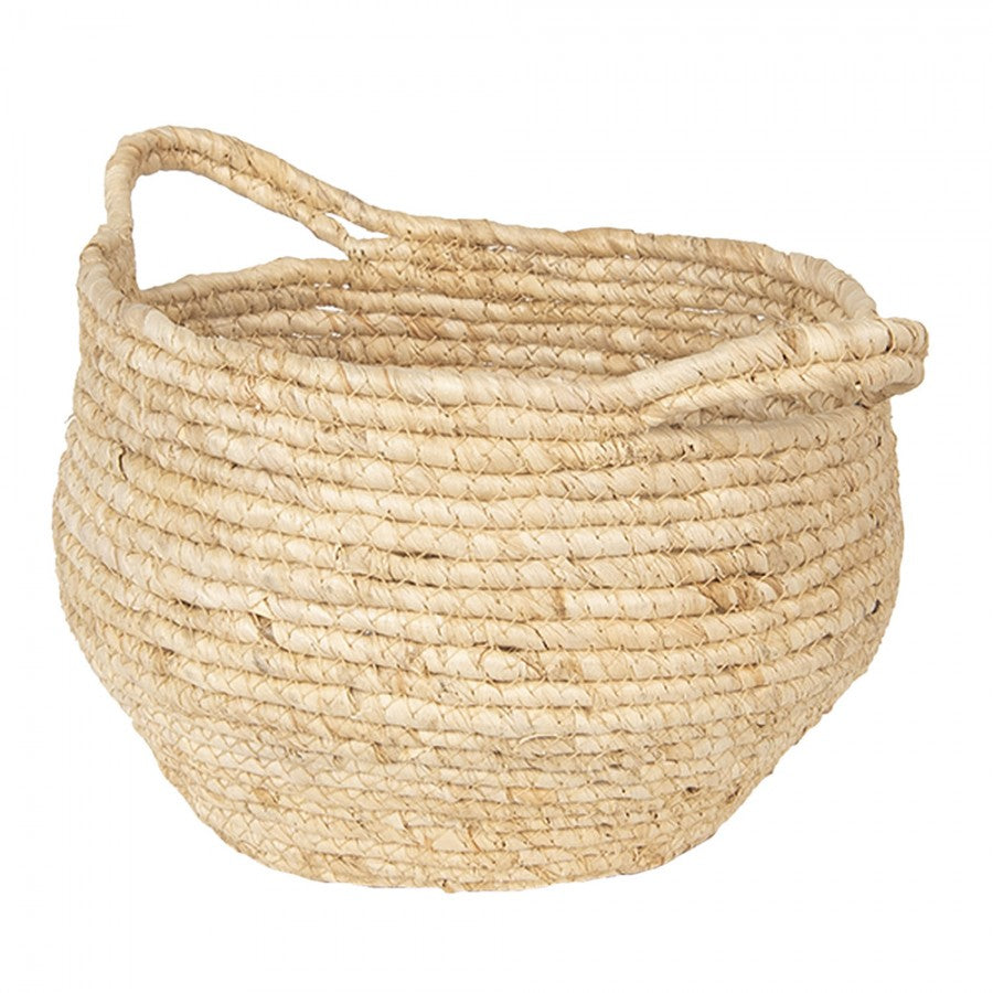 Dekorativ Korg Set om 3 Beige Ø 30x31 cm