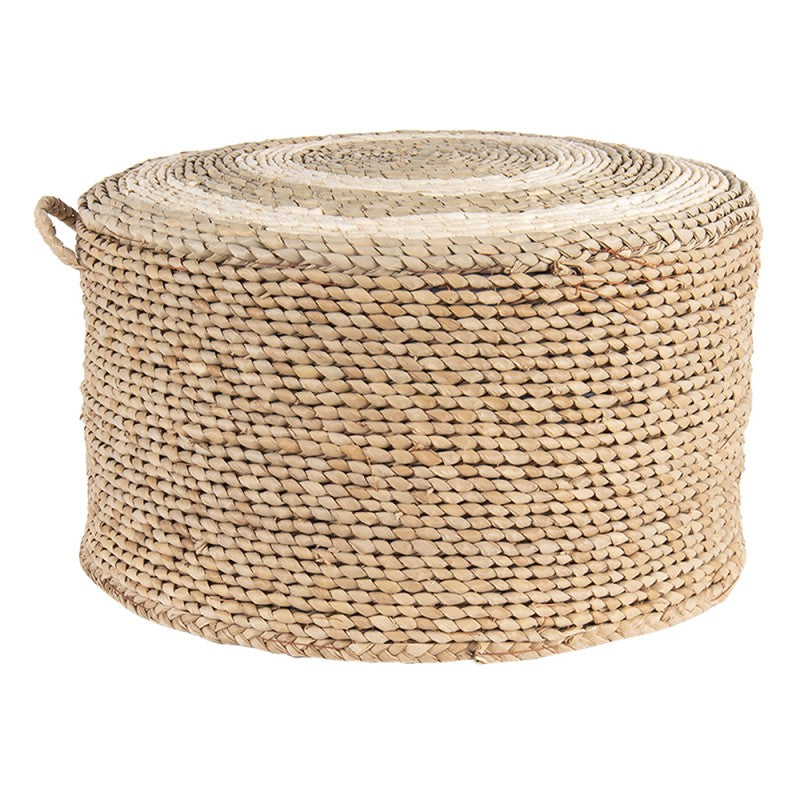 Fotpall Sittpall Puff Ø 40x23 Cm Brun Halm Rund