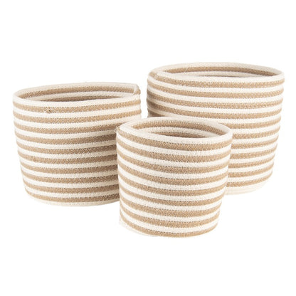 Dekorativ Korg Set om 3 Beige, Brun Ø 26x21 / Ø 26x21 / Ø 19x18 cm