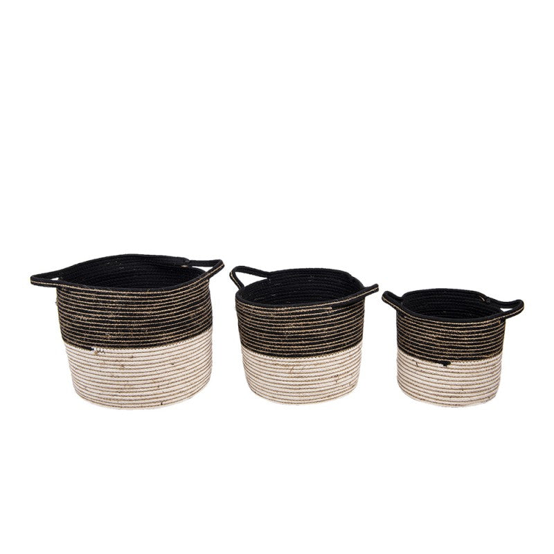 Dekorativ Korg Set om 3 Svarta Ø 52x31 / Ø 46x27 / Ø 37x23 cm