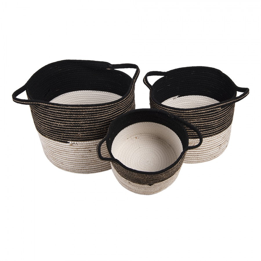 Dekorativ Korg Set om 3 Svarta Ø 52x31 / Ø 46x27 / Ø 37x23 cm