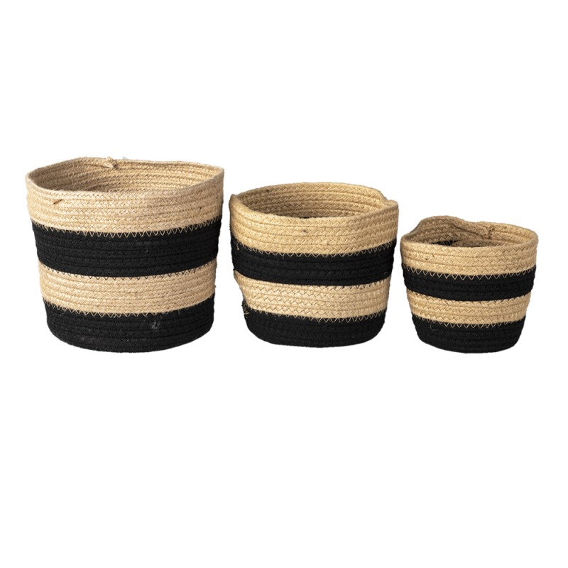 Dekorativ Korg Set om 3 Svarta Ø 22x19 cm