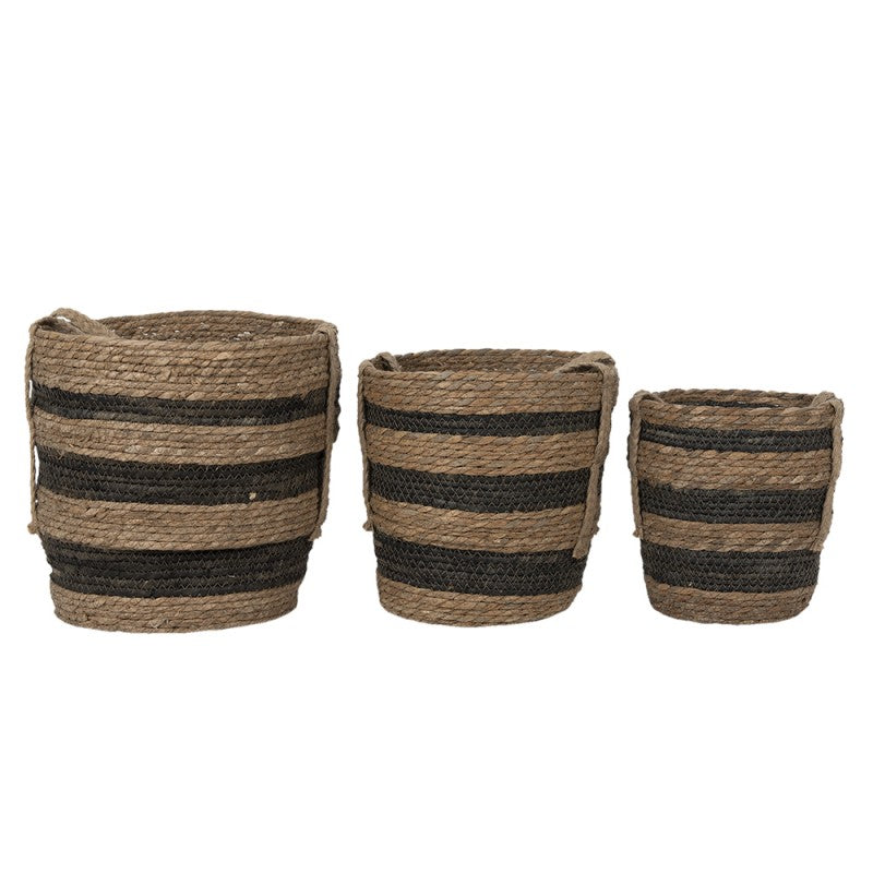 Dekorativ Korg Set om 3 Brun Ø 33x33 / Ø 28x30 / Ø 24x26 cm