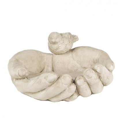 Fågelmatare händer 23x21x9 cm Beige Sten