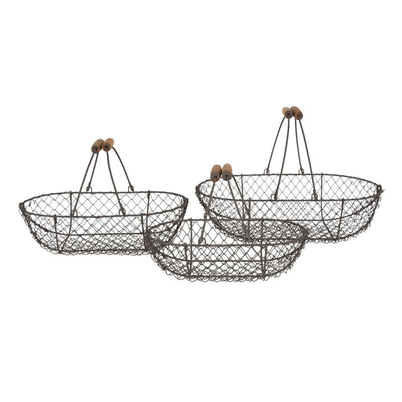 Dekorativ korg Förvaringskorg Brun 3-pack korg