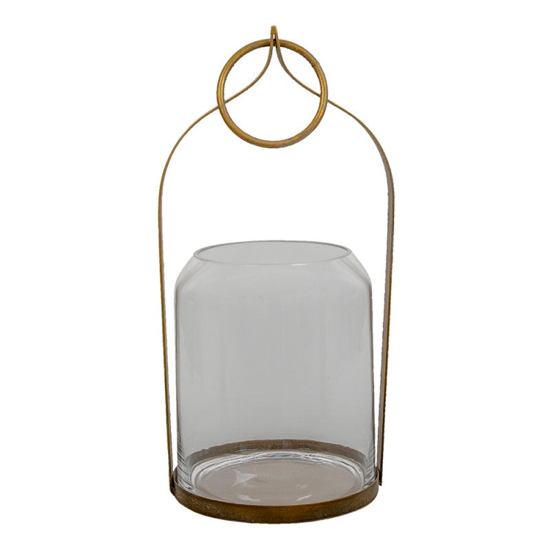 Ljuslykta 22x21x43 Cm Kopparfärgat Metallglas Värmeljus