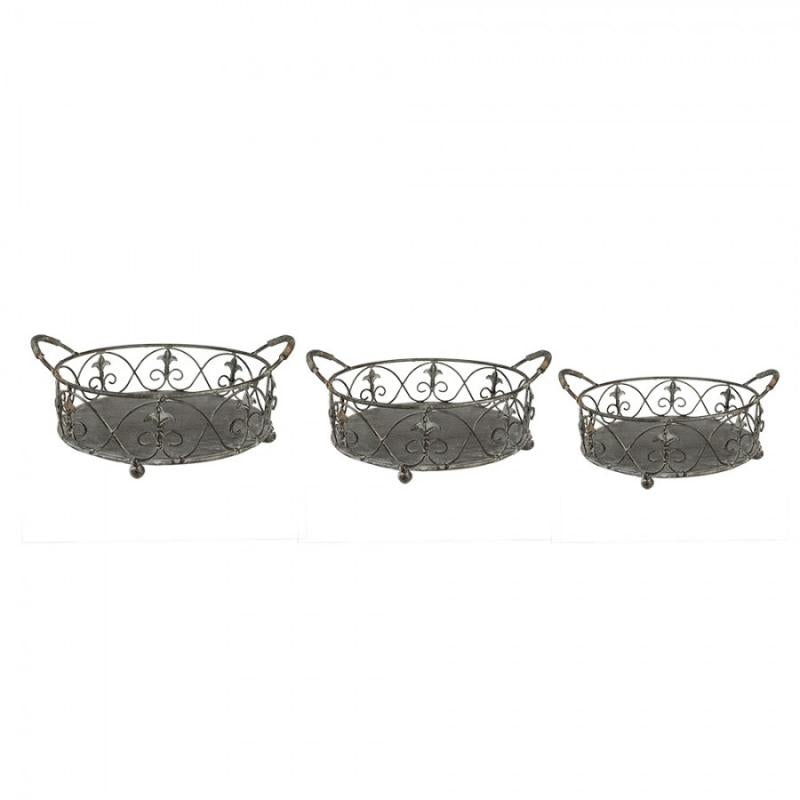 Dekorativ korg Förvaringskorg Järnväxthållare Grå grön 3-pack