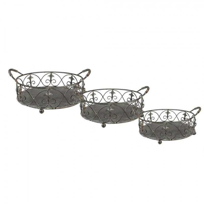 Dekorativ korg Förvaringskorg Järnväxthållare Grå grön 3-pack