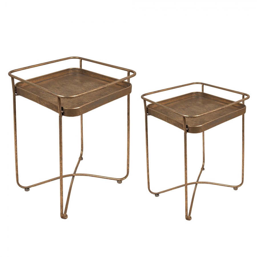 Sidobord 2-pack Guld 38x38x53 / 28x28x39 cm