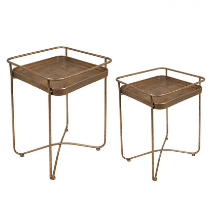 Sidobord 2-pack Guld 38x38x53 / 28x28x39 cm