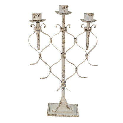 Ljusstake 28x12x42 Cm Vit metall