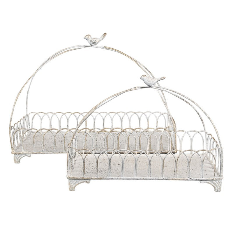 Dekorativt Fat (set 2) Vitguld färgade 39x20x30 / 30x15x22 cm