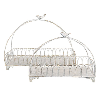 Dekorativt Fat (set 2) Vitguld färgade 39x20x30 / 30x15x22 cm