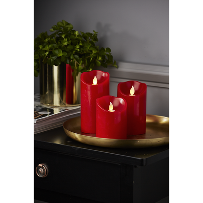 LED Ljus Batteri Blockljus M-Twinkle Röd 7,5x12,5cm