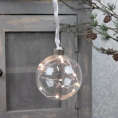 Julgranspynt Glaskula Glow Transparent 10 cm 15 Ljus LED