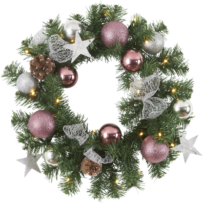 Juldekoration Inomhus Krans Noel Batteri Varmvit 20 ljus 40cm