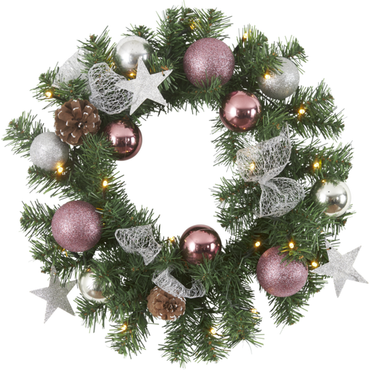 Juldekoration Inomhus Krans Noel Batteri Varmvit 20 ljus 40cm