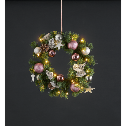 Juldekoration Inomhus Krans Noel Batteri Varmvit 20 ljus 40cm