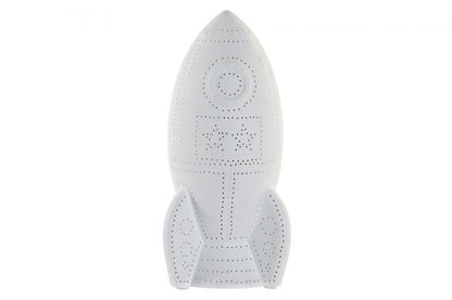 Bordslampa porslin Rymdskepp 31,5 cm - vit