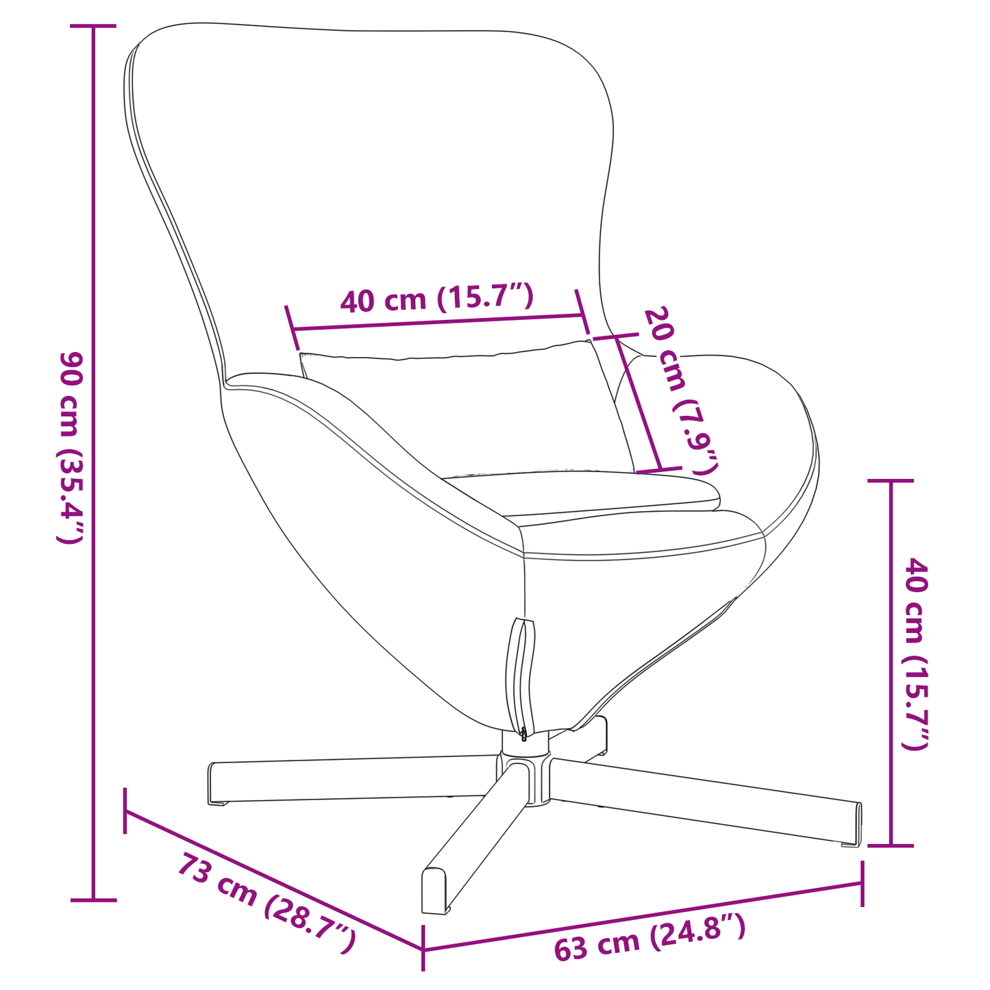 Fåtölj Blå Äggfåtölj 63 x 73 x 90 cm Sammet
