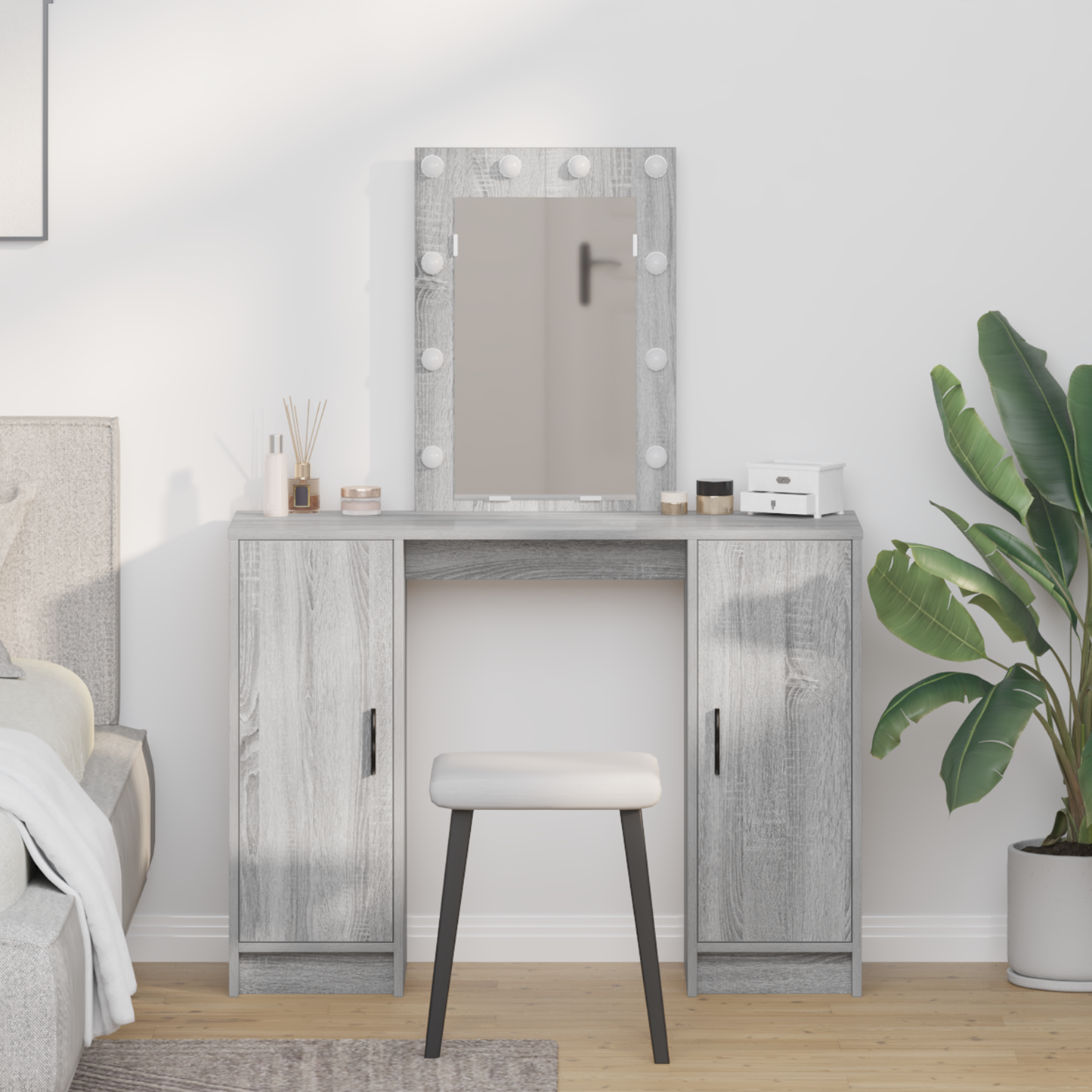 Sminkbord Smyckebord med lagring Grå 102 x 33 x 135 cm