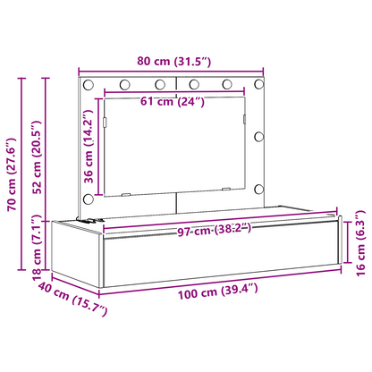 Sminkbord Smyckebord med låda Vit 100 x 40 x 70 cm