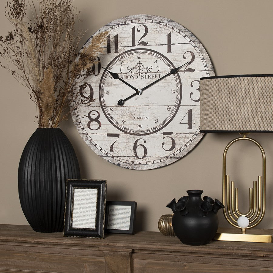 Väggklocka Ø 60 cm Beige MDF Rund hängande klocka