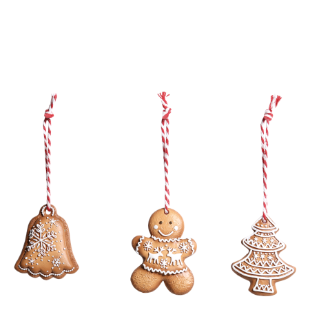 1 Chic Antique Julgranspynt Pepparkakor fr upphngning set om 3 H5,5/L5,5/B0,5 cm