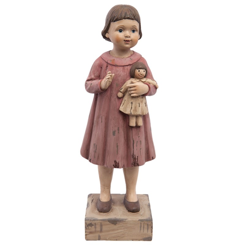 1 Clayre Eef Dekoration Figur Flicka 28 cm Rosa Polyresin