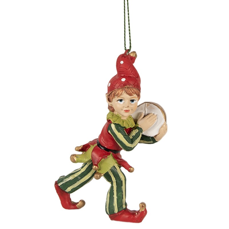 1 Clayre Eef Julgranspynt Elf 11 Cm 2-pack Rd Grn Polyresin