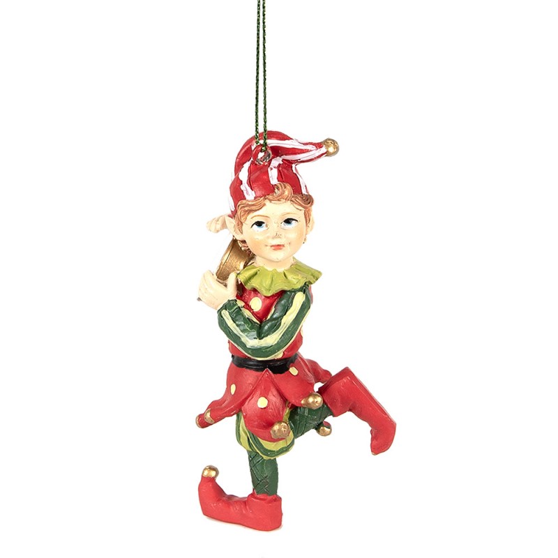 1 Clayre Eef Julgranspynt Elf 11 Cm 2-pack Rd Grn Polyresin