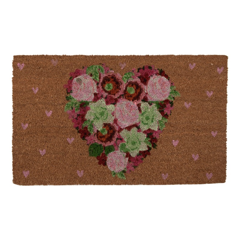 1 Clayre Eef Drrmatta Hjrta med blommor Brun Grn 75x45x1 cm